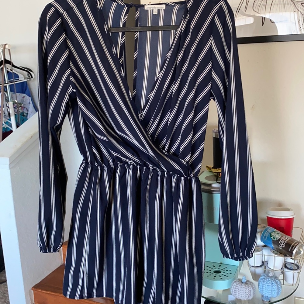 Navy long sleeve romper